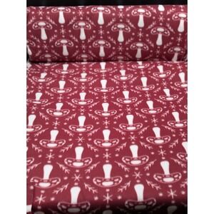 3 Yard Fabric Material Lot Blizzard Fleece Folk Red Mushrooms Polyester 59in